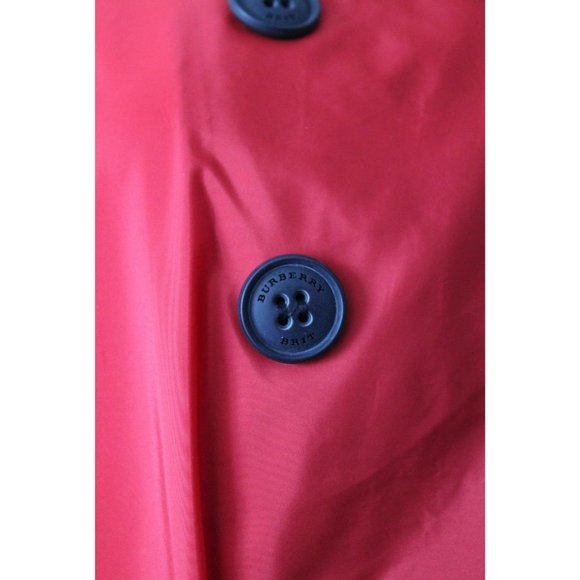 Burberry Brit Military Red Nylon Belted Double Breasted Trench Jacket Size 6 - Picture 10 of 14